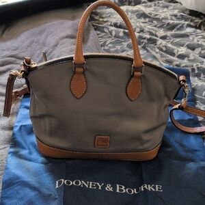 Dooney & Bourke Gray and Brown Satchel with Structured Design